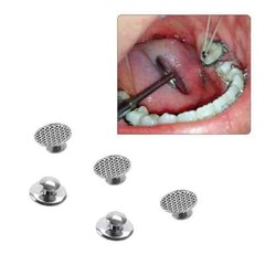 10x Dental Orthodontic Metal Lingual Buttons Bondable Round Mesh Base for Braces