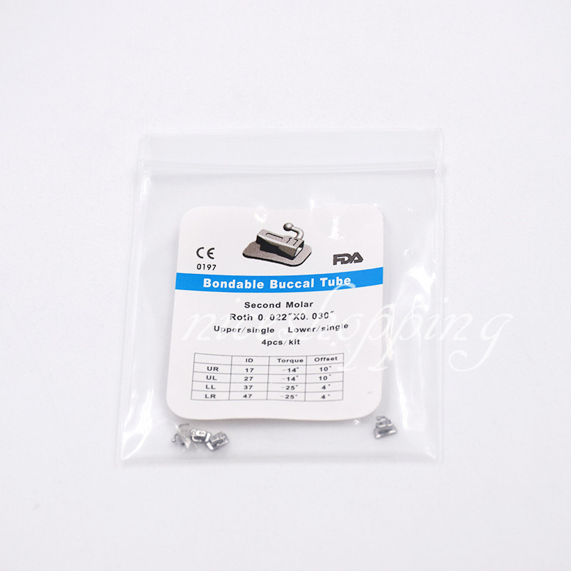 1x Dental Orthodontic 2nd Molar Bracket Buccal Tube Bondable Roth 022 4 Pcs/Pack