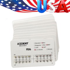 50 Packs AZDENT Dental Orthodontic braces Brackets Mini MBT Slot.022 Hooks 3-4-5