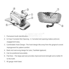 AZDENT Dental Ortho Self Ligating Brackets Braces Mini Roth/MBT 022 Hooks 345