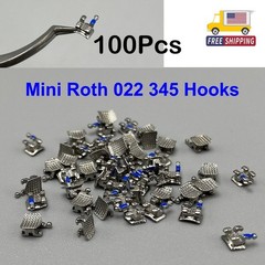100 Pcs Dental Orthodontic Metal Brackets Mini Roth 022 345 Hooks Braces