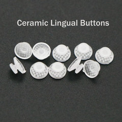 US 100Pcs Ortho Lingual Buttons Dental Ceramic/Metal Bondable Round Mesh Base
