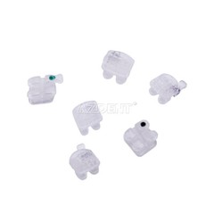 20PCS AZDENT Dental Ceramic Orthodontic Bracket 5*5 Roth 0.22 Braces Hooks 3 4 5