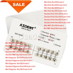 20Pack Dental Ortho Brackets Weld Mini/Standard Roth/MBT 022/018 Hook3/345 Brace