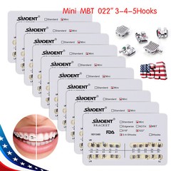 200pcs Dental Orthodontic Braces Brackets Mini MBT 022″Slot 345 Hooks 10 bags st