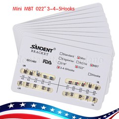 50X Ortho Metal Brackets Braces Mini MBT Slot.022 3-4-5 Hooks MMS-5 Dental