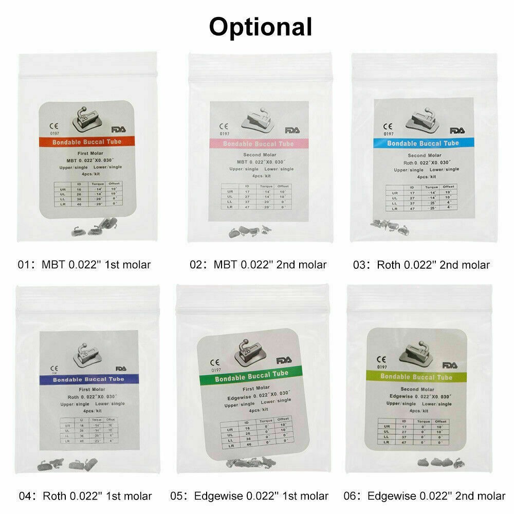 10Packs Dental Ortho Molar Bonding Single 1st/2nd Buccal Tubes MBT/Roth/Edgewise
