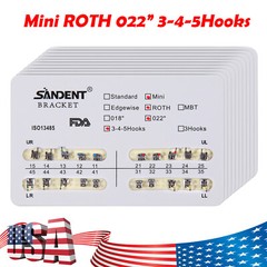 20 Packs Dental Orthodontic Metal Braces Brackets Mini Roth 022 Hooks 345 #2 FDA