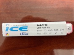 444-1710 Ormco Inspire Ice Backet L5R Roth Hk .022 Slot -22 Tq -1 Ang 4 Rot
