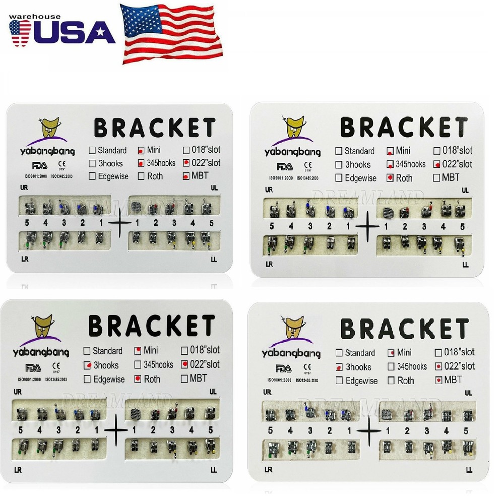 80x Dental Metal Brackets braces Mini bracket MBT/Roth 022 Hooks 3/345 mix USA