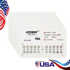 AZDENT Dental Orthodontic Brackets Braces Standard MBT Slot.022 Hooks 3/345