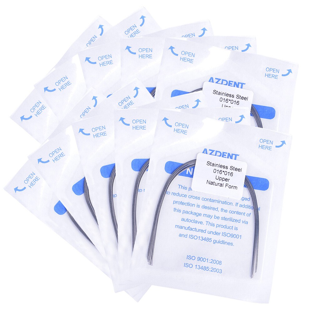 AZDENT 10 Packs Dental Ortho Stainless Steel Natural Form Rectangular Arch Wires