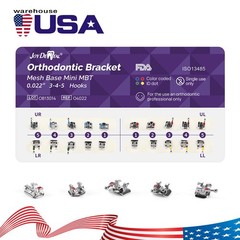 Joy 20pcs Dental Orthodontic Brackets Mesh Base Mini MBT 022 Hooks 345 Stainless