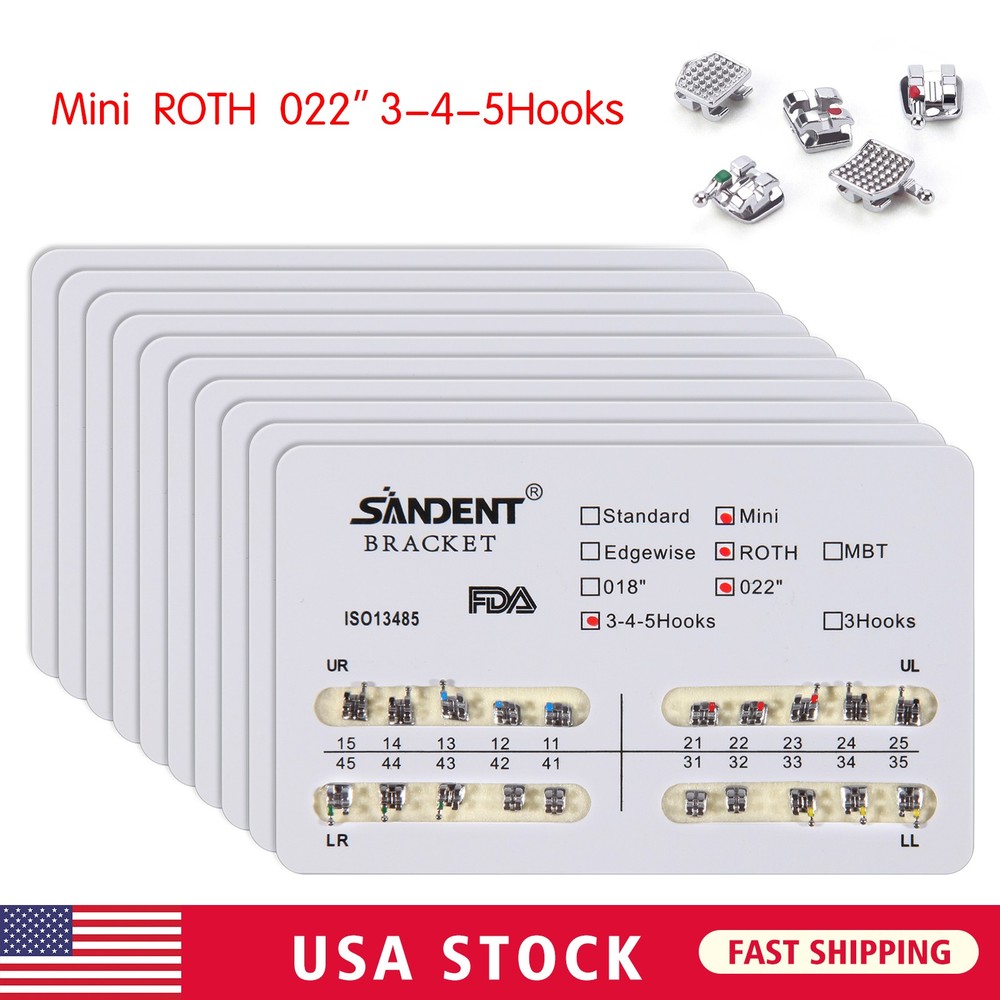 Dental Orthodontics Brackets Brace Mini Roth.022 Hooks 345 Metal 20pcs/pack