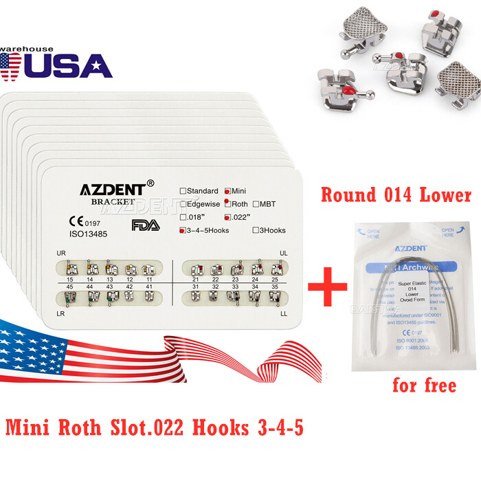 Dental Orthodontic Brackets Braces Metal +Arch Wire Super Elastic Niti 014Lower