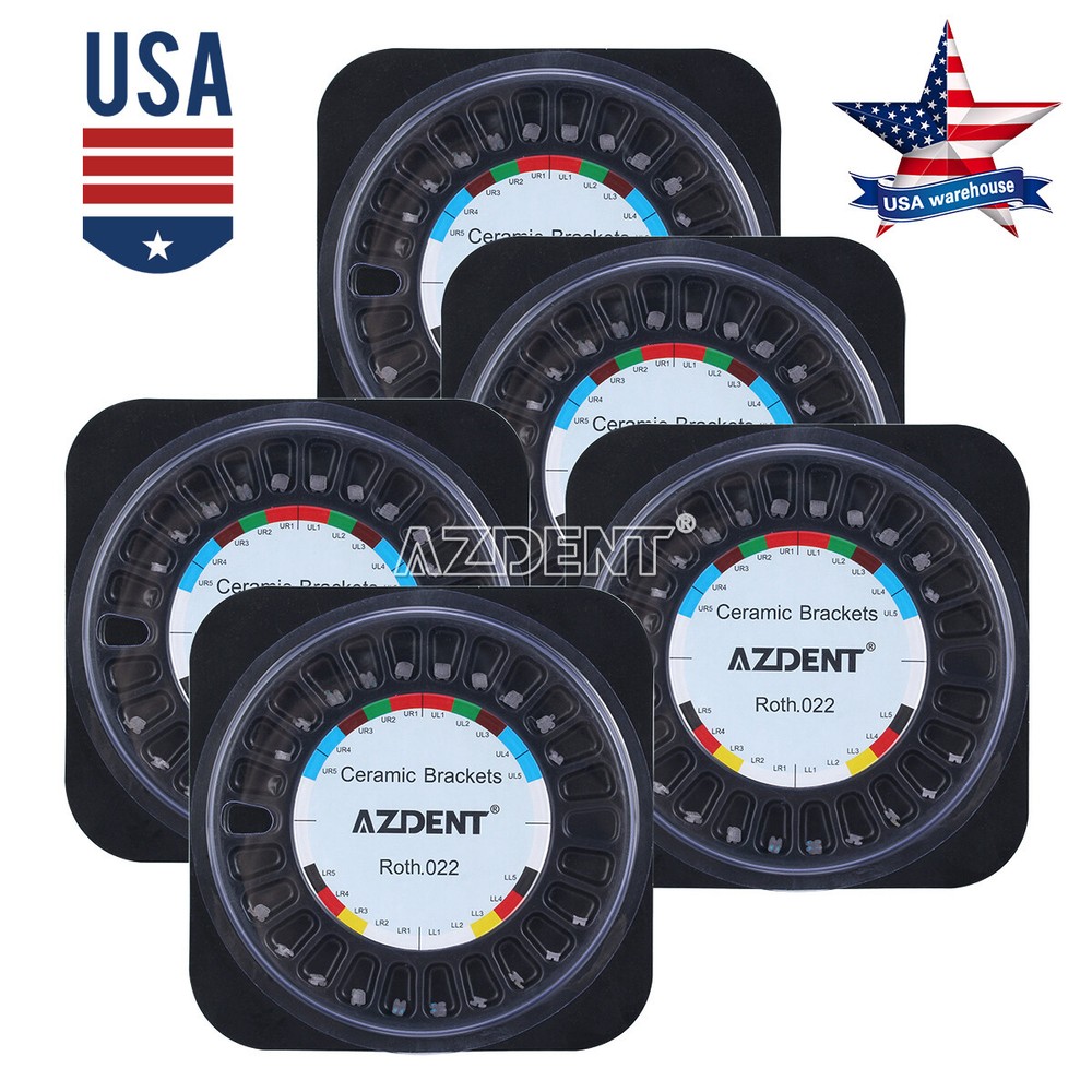5sets Dental Orthodontic Ceramic Brackets Roth Slot.022 Hooks 345 AZDENT