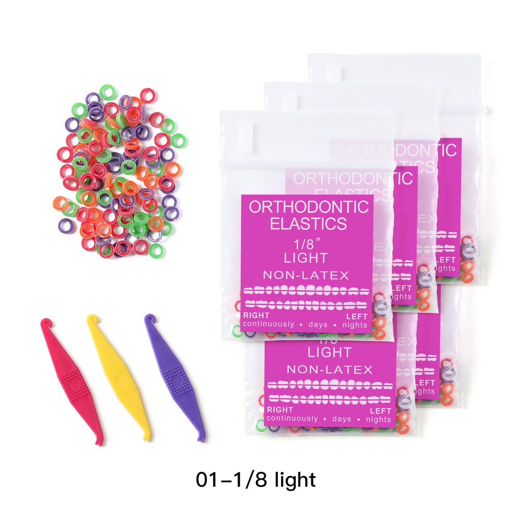 500pcs Latex Neon Orthodontic Elastics Light/Medium/Heavy Intraoral Elastic Band