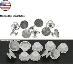 US 100Pcs Dental Ortho Ceramic/Metal Lingual Button Bondable Round Mesh Base