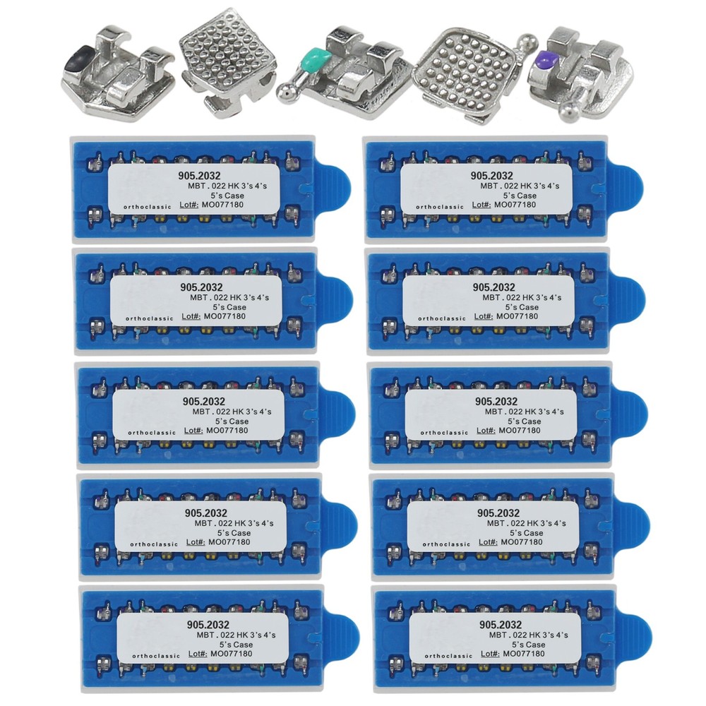 10 Sets Dental Brackets Orthodontic Braces Metal Mini MBT 022 345 Hooks MIM Twin