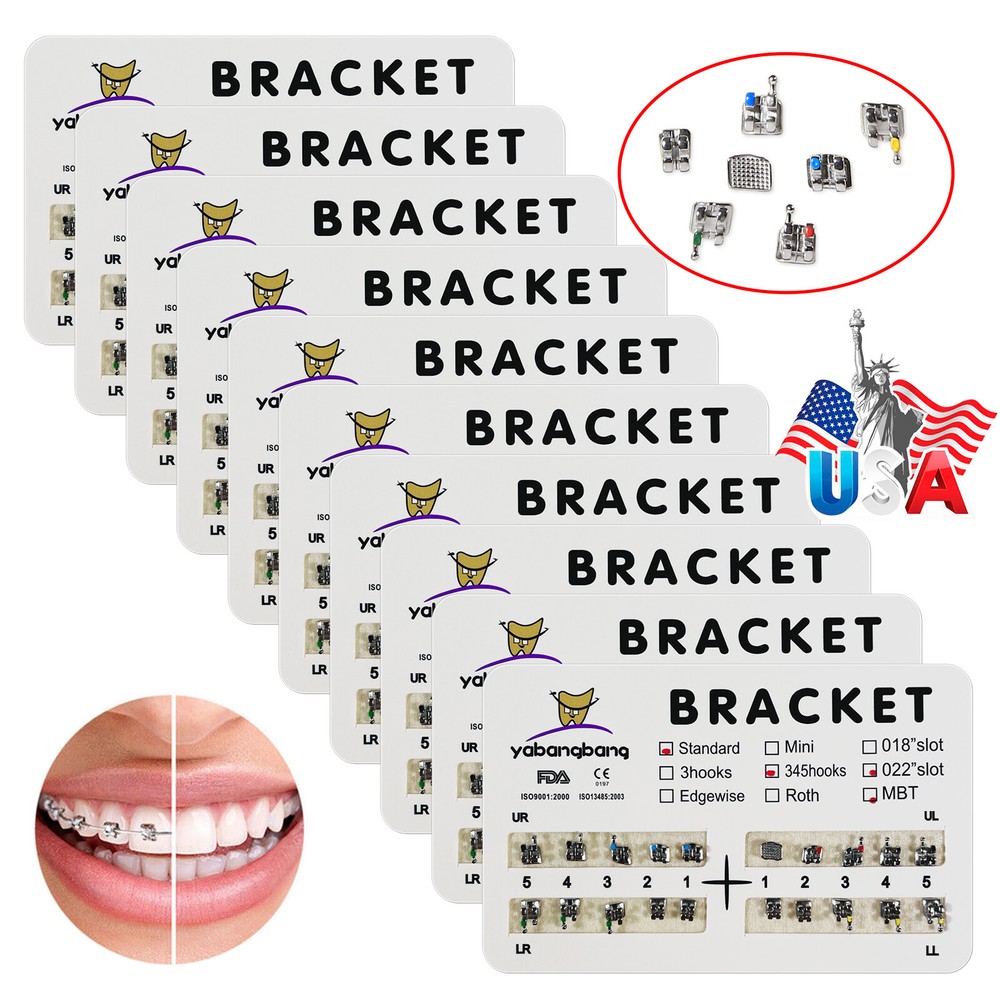 Dental Orthodontic Brackets Brace Standard MBT.022 Hooks 345 Metal 20pcs/pack SA