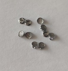 50pcs Dental Lingual Buttons With Traction Hook Mesh Base Round Short