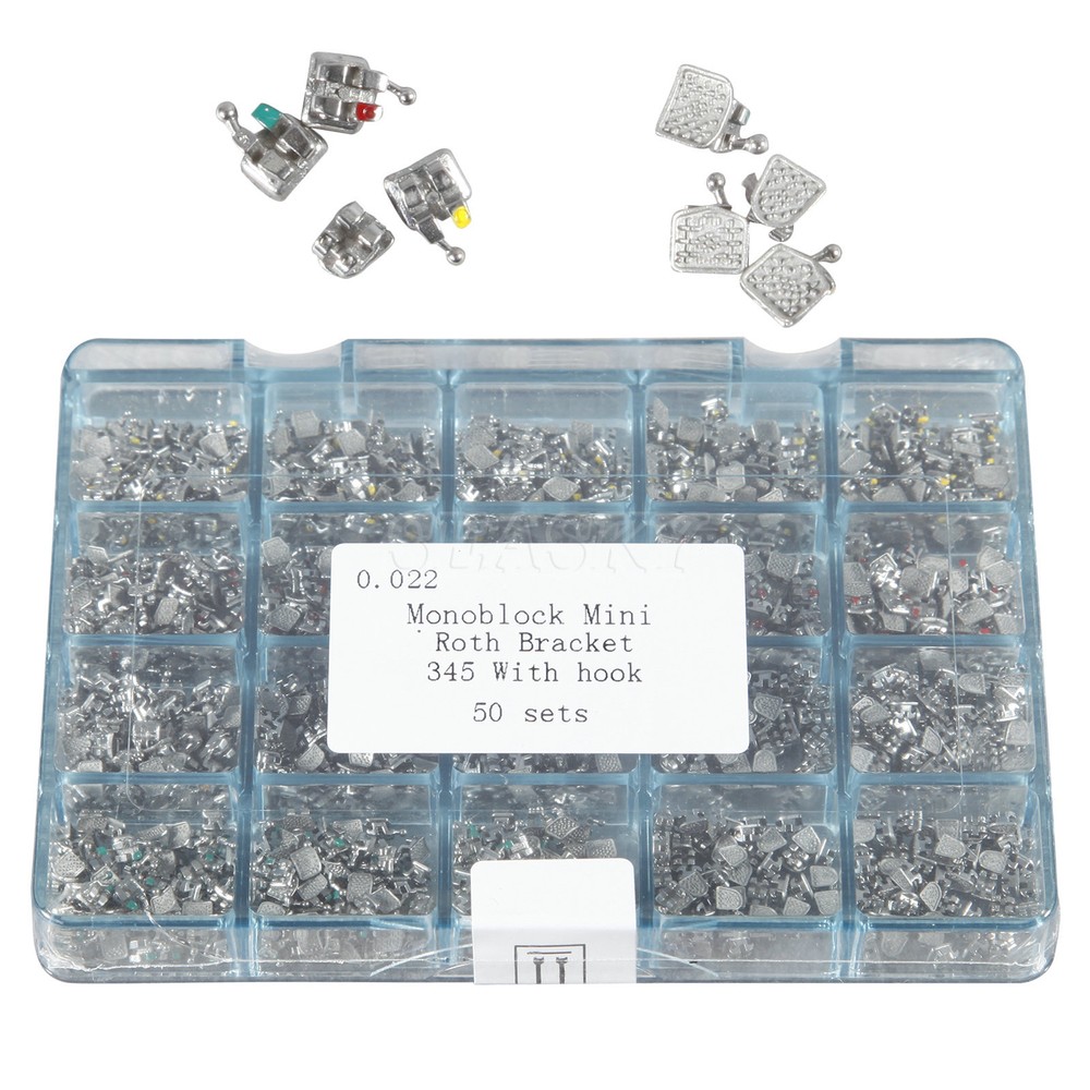 50 Sets Dental Orthodontic Metal Bracket Brace Monoblock Mini Roth.022 345 Hooks