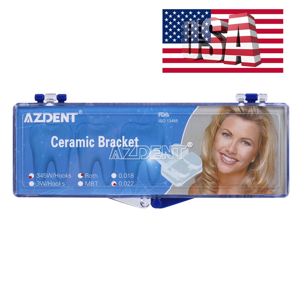 AZDENT Dental Orthodontic Ceramic Brackets Braces Roth.022 Hooks 3 4 5 20pc/pack