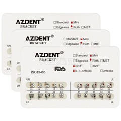20PCS AZDENT Dental Orthodontic Brackets Braces Mini Roth Slot.018 Hooks 3-4-5