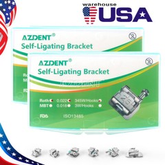 AZDENT Dental Orthodontic Self-Ligating Brackets Braces Roth 022 Hooks 3 4 5