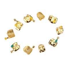 Dental Orthodontic Metal Brackets Braces 24K Gold Plated Roth.022 3 4 5Hook Mini