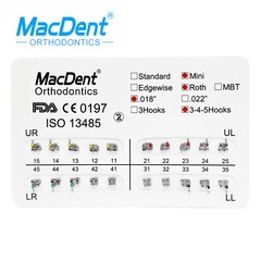 MacDent Dental Orthodontic Metal Brackets Braces Mini/Standard Roth/MBT 022/018