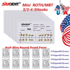 SANDENT Dental Orthodontic Braces Brackets Mini Roth.022 Hook345 / Arch Wire ns