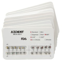 AZDENT Dental Orthodontic Bracket Braces Standard MBT Slot .022 Hooks on 3