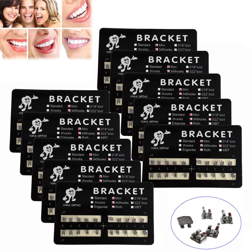 Yoka Dental Orthodontic Bracket Metal Braces Mini Roth 022 Slot 3-4-5 Hooks
