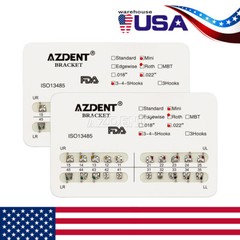 AZDENT Dental Orthodontic Brackets Braces Metal Mini Roth/MBT .022/018 Hooks 345
