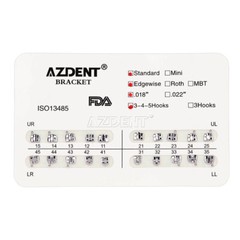 50 X Dental Orthodontic Brackets Standard Edgewise Slot.018 Hooks 3-4-5 Metal