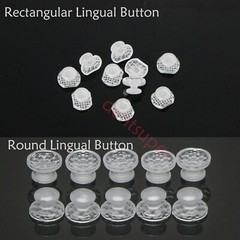 Orthodontic Dental Bondable Clear Ceramic Lingual Button Round/Rectangular Base