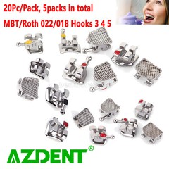 5Packs AZDENT Dental Ortho Brackets Mini/Standard MBT/Roth 022/018 Hooks 3 4 5