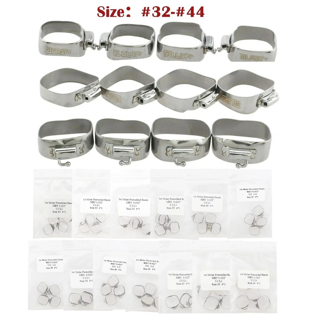 4 Pcs/Pack Orthodontic Dental 29 to 43+ Prewelded 1st Molar Buccal Tube All size