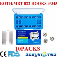 10Kit Dental Orthodontic Self-ligating Brackets Metal Braces MBT/ROTH 022”3/345