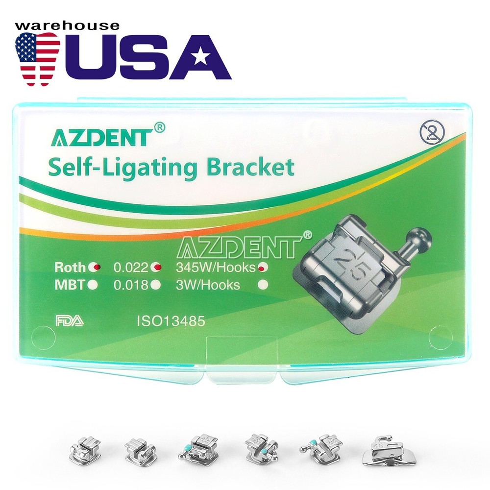 Dental Orthodontic Self-ligating Bracket Braces Mini Roth 0.022 345 with Hooks