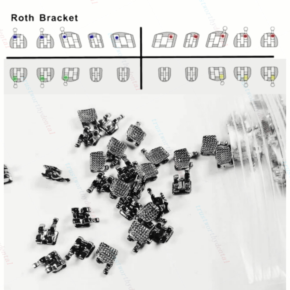 100pcs Dental Orthodontic Bracket Braces Bulk Mini Roth 022 Slot Hooks 345 Metal