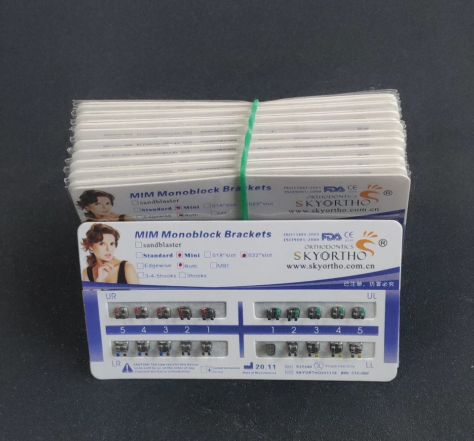 20Sets Dental Ortho Metal Bracket MIM Monoblock Mini Roth 022 no hooks