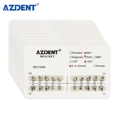 AZDENT Dental Orthodontic Metal Brackets Braces Mini Roth Slot.022 Hooks 3-4-5