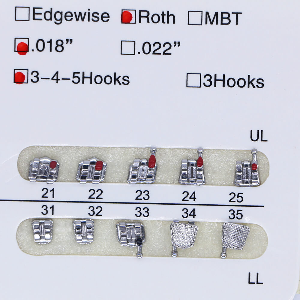20pcs/set Dental Orthodontic Mental Bracket Brace Standard Roth 018 345hooks