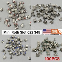 100Pcs Dental Orthodontic Metal Brackets Mesh Base Mini Roth Slot 022 345 hooks