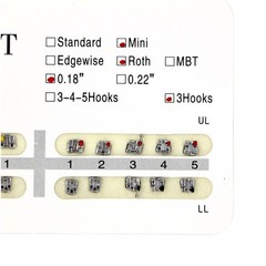 5 Packs Dental Orthodontic Metal Bracket Brace Mini Roth 018 3 Hook 20PCS/Pack