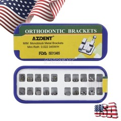 10 Pack AZDENT Dental Orthodontic Brackets Metal Braces Mini Roth .022 Hooks 345
