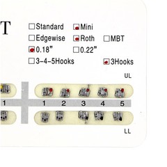 5 Packs Dental Orthodontic Metal Bracket Brace Mini Roth 018 3 Hook 20PCS/Pack