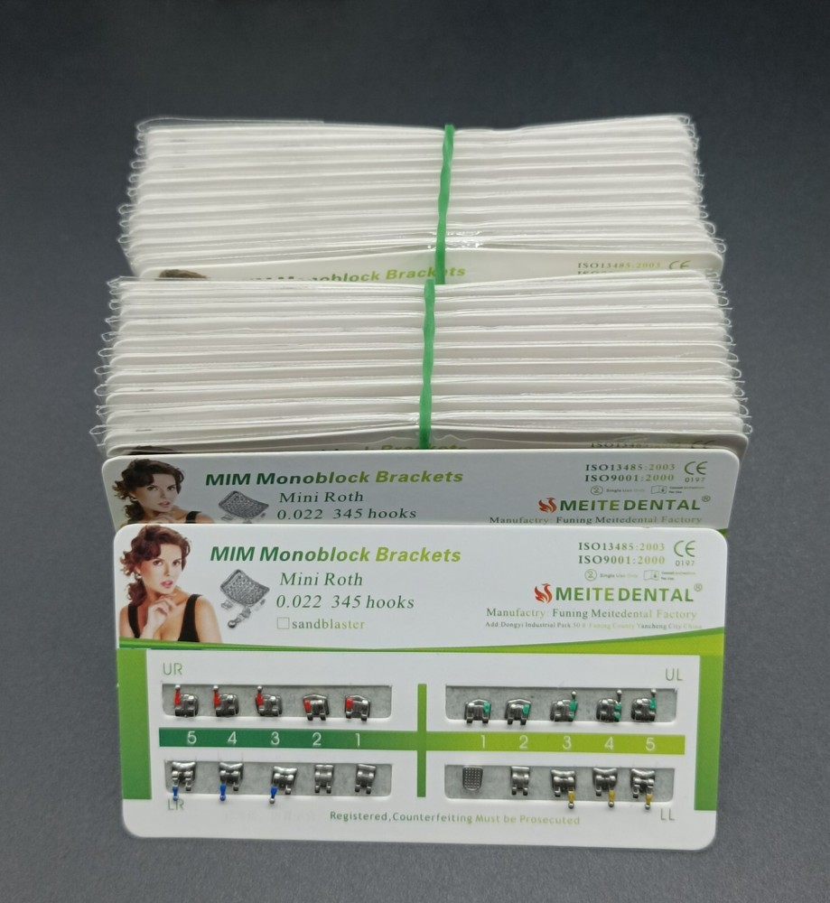 Dental Orthodontic MIM Monoblock Brackets Mini Roth/MBT 022 Slot 345 hook